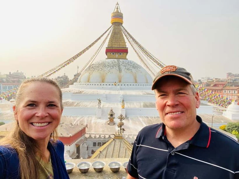 Kathmandu: Private/Group Unesco Heritage Sites Guided Tour - Boudhanath Stupa: four pairs of eyes, calm vibes, and prayer-wheel momentum